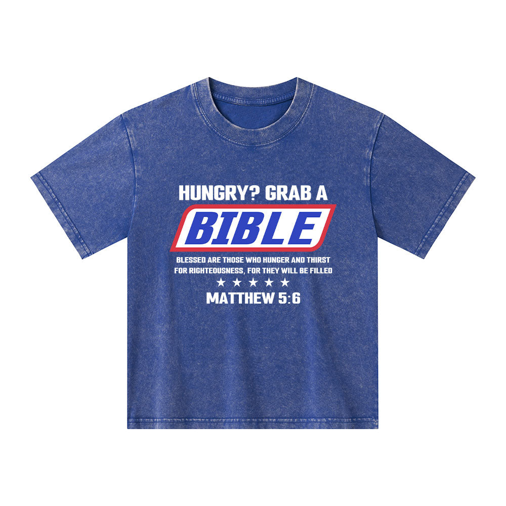Blessed Are Those Who Hunger And Thirst For Righteousness Christian Kid Washed T-Shirt