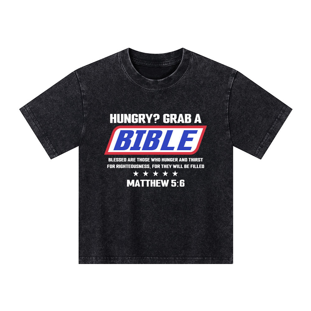 Blessed Are Those Who Hunger And Thirst For Righteousness Christian Kid Washed T-Shirt