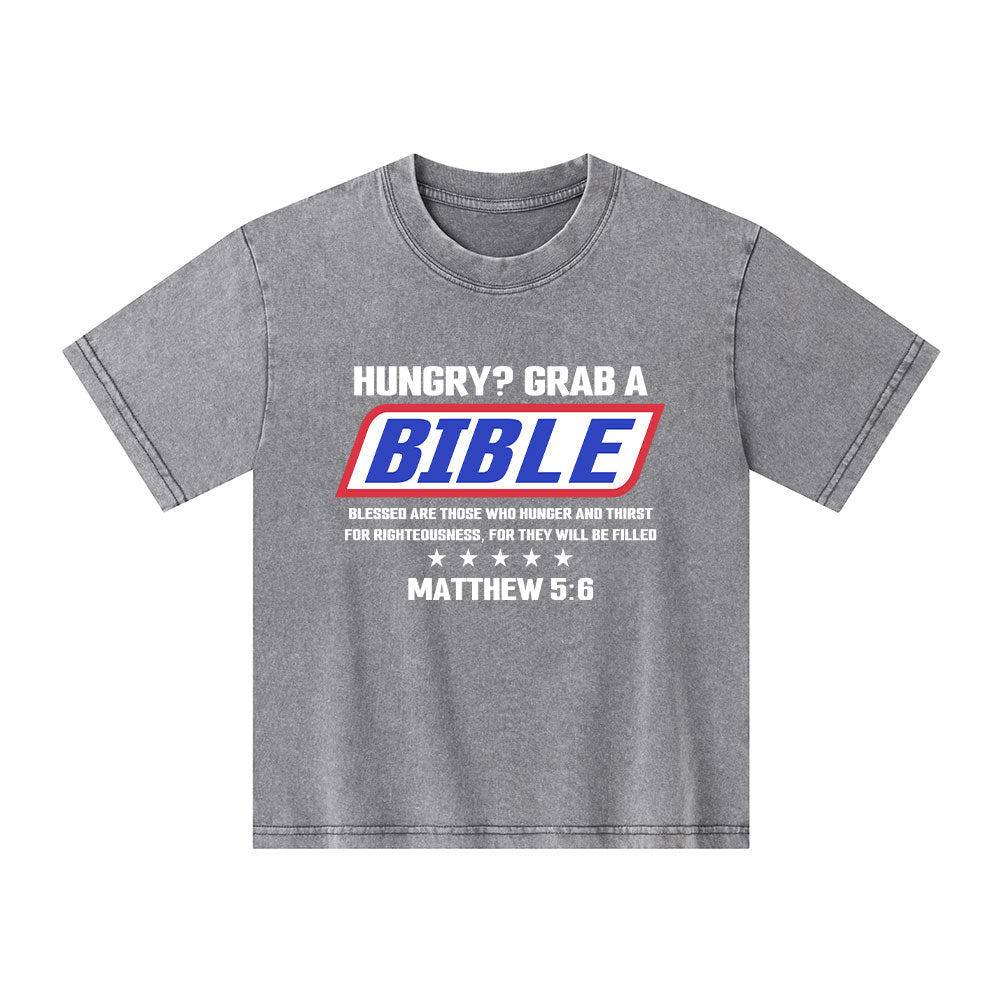Blessed Are Those Who Hunger And Thirst For Righteousness Christian Kid Washed T-Shirt
