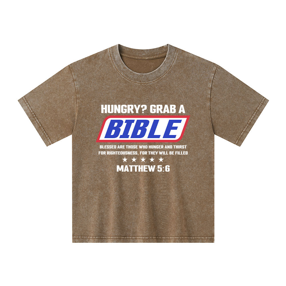 Blessed Are Those Who Hunger And Thirst For Righteousness Christian Kid Washed T-Shirt