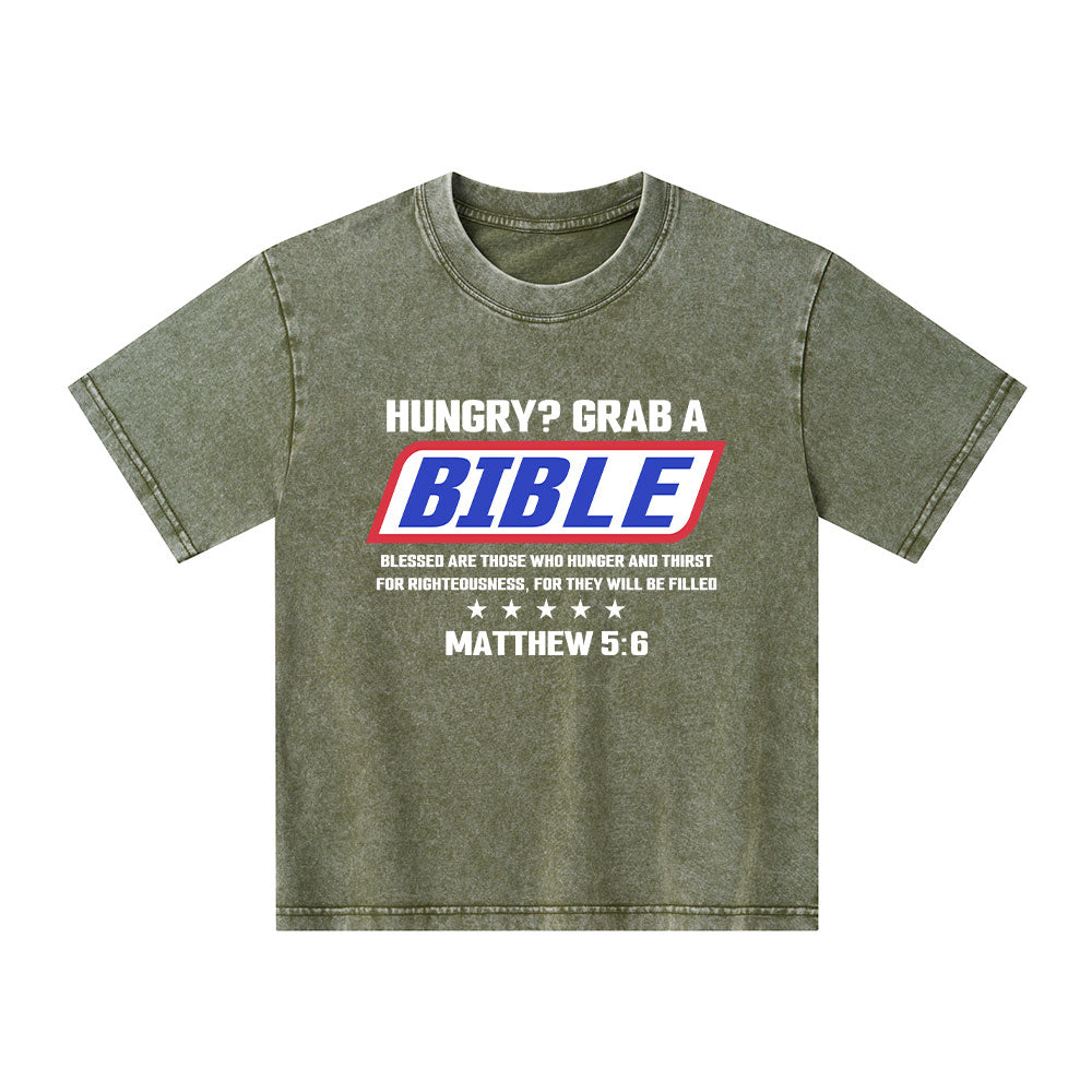 Blessed Are Those Who Hunger And Thirst For Righteousness Christian Kid Washed T-Shirt