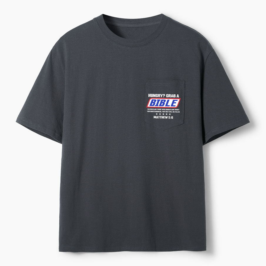 Blessed Are Those Who Hunger And Thirst For Righteousness Christian Unisex Pocket T-Shirt