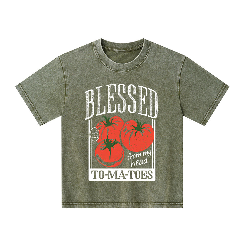 Blessed From My Head To-Ma-Toes Christian Washed T-Shirt