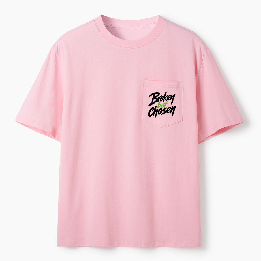 Broken But Chosen Christian Unisex Pocket T-Shirt