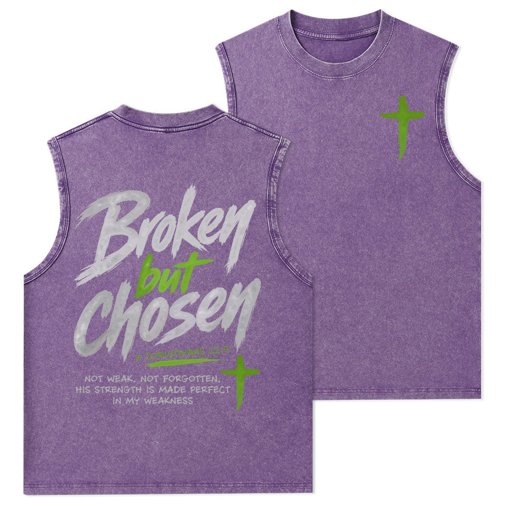 Broken But Chosen Christian Washed Tank Top