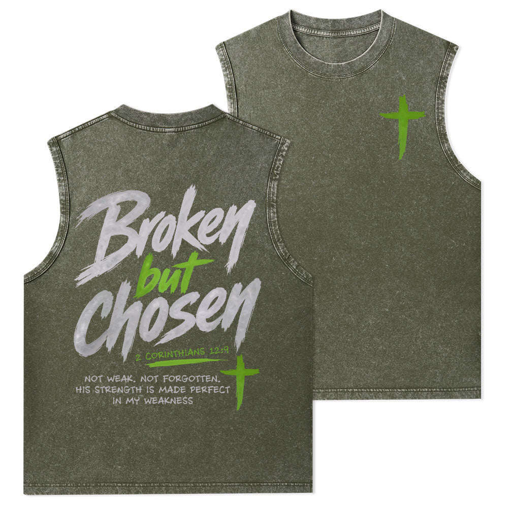 Broken But Chosen Christian Washed Tank Top