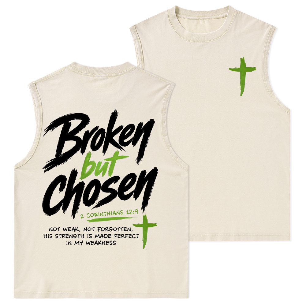 Broken But Chosen Christian Washed Tank Top