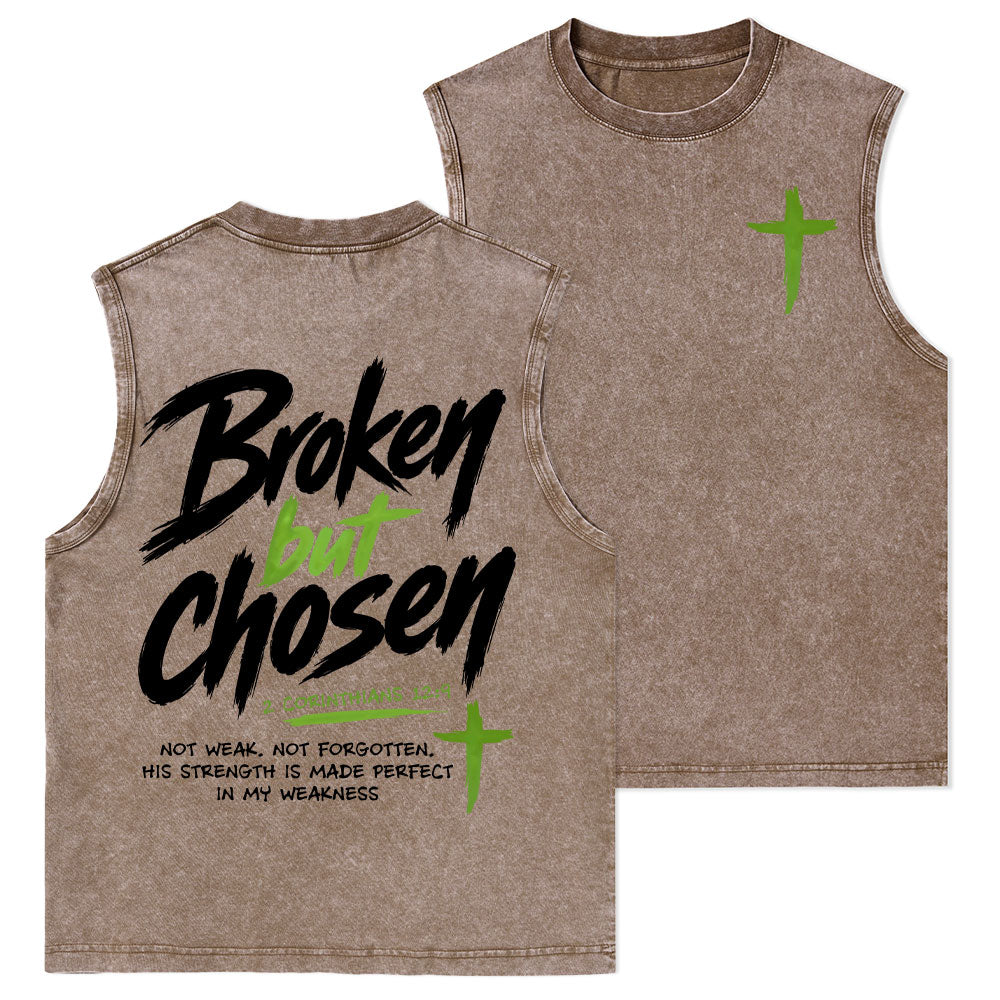 Broken But Chosen Christian Washed Tank Top