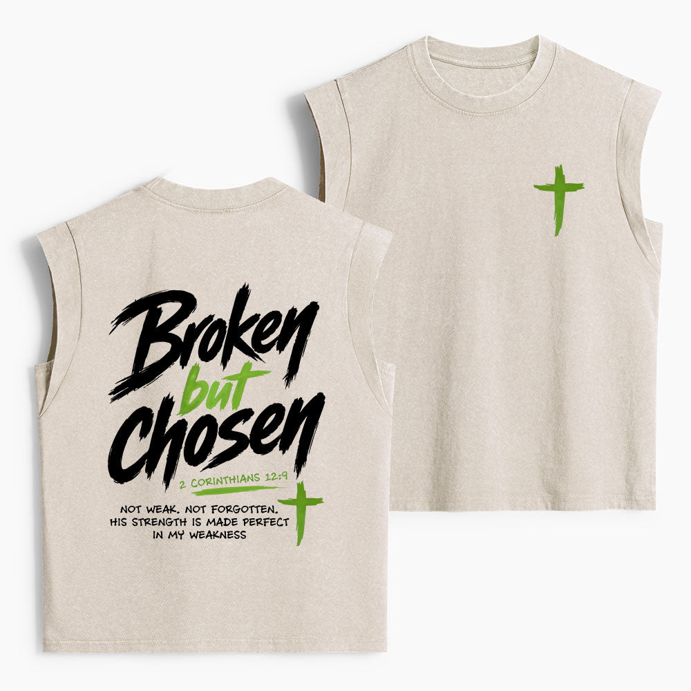 Broken But Chosen Christian Women's Washed Tank Top