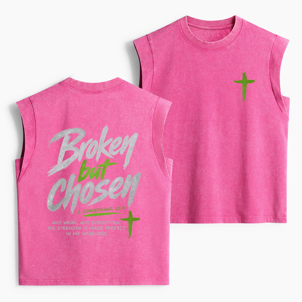 Broken But Chosen Christian Women's Washed Tank Top