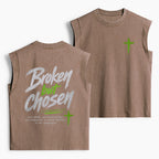 Broken But Chosen Christian Women's Washed Tank Top