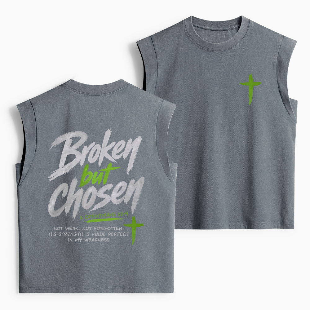 Broken But Chosen Christian Women's Washed Tank Top