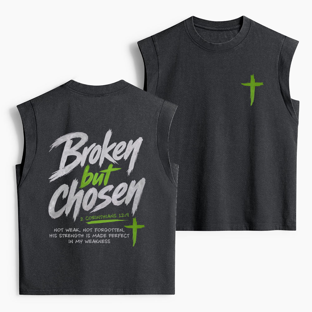 Broken But Chosen Christian Women's Washed Tank Top