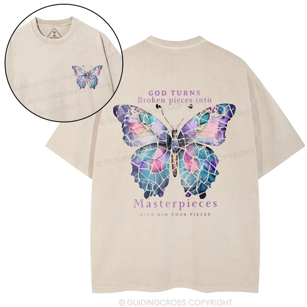 God Turns Broken Pieces Into Masterpieces Christian Washed T-Shirt