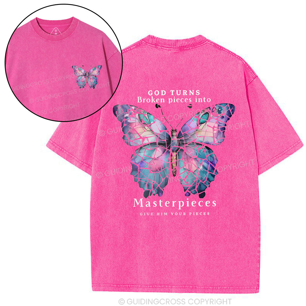 God Turns Broken Pieces Into Masterpieces Christian Washed T-Shirt