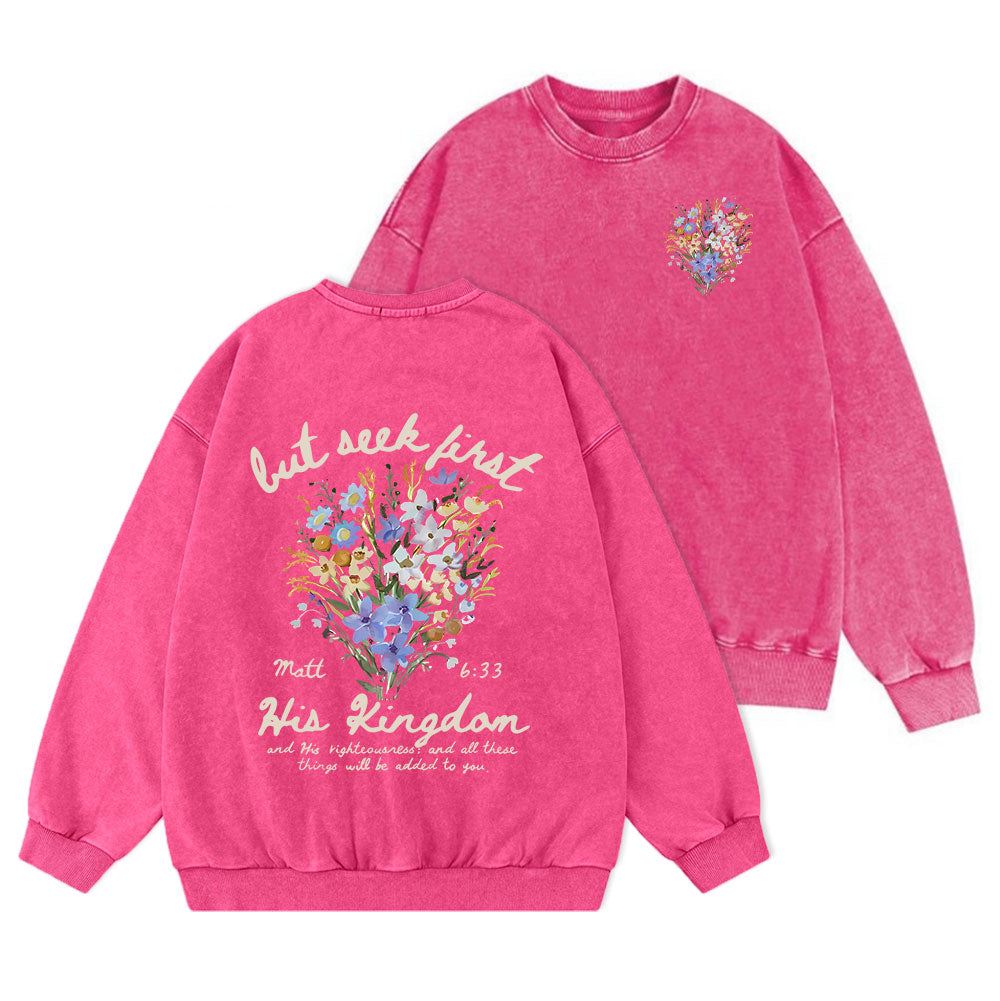 But Seek First Christian Washed Sweatshirt