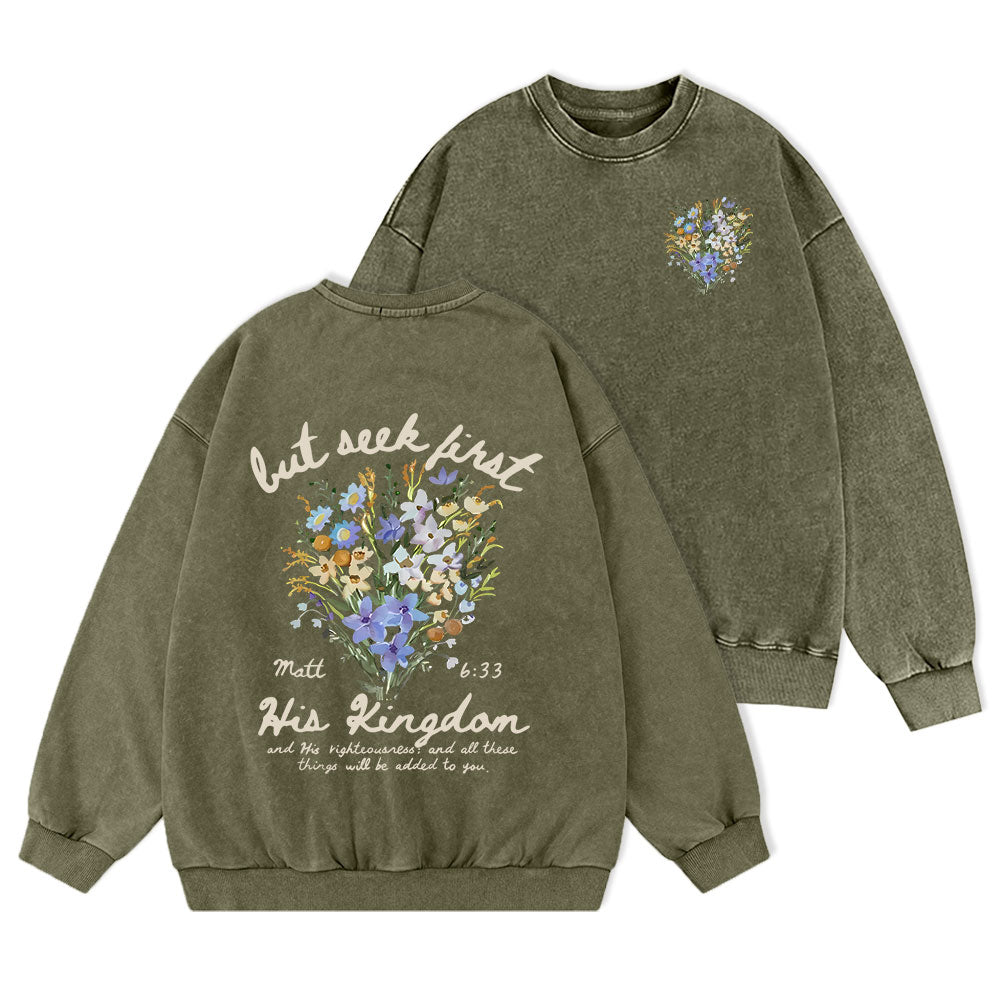 But Seek First Christian Washed Sweatshirt