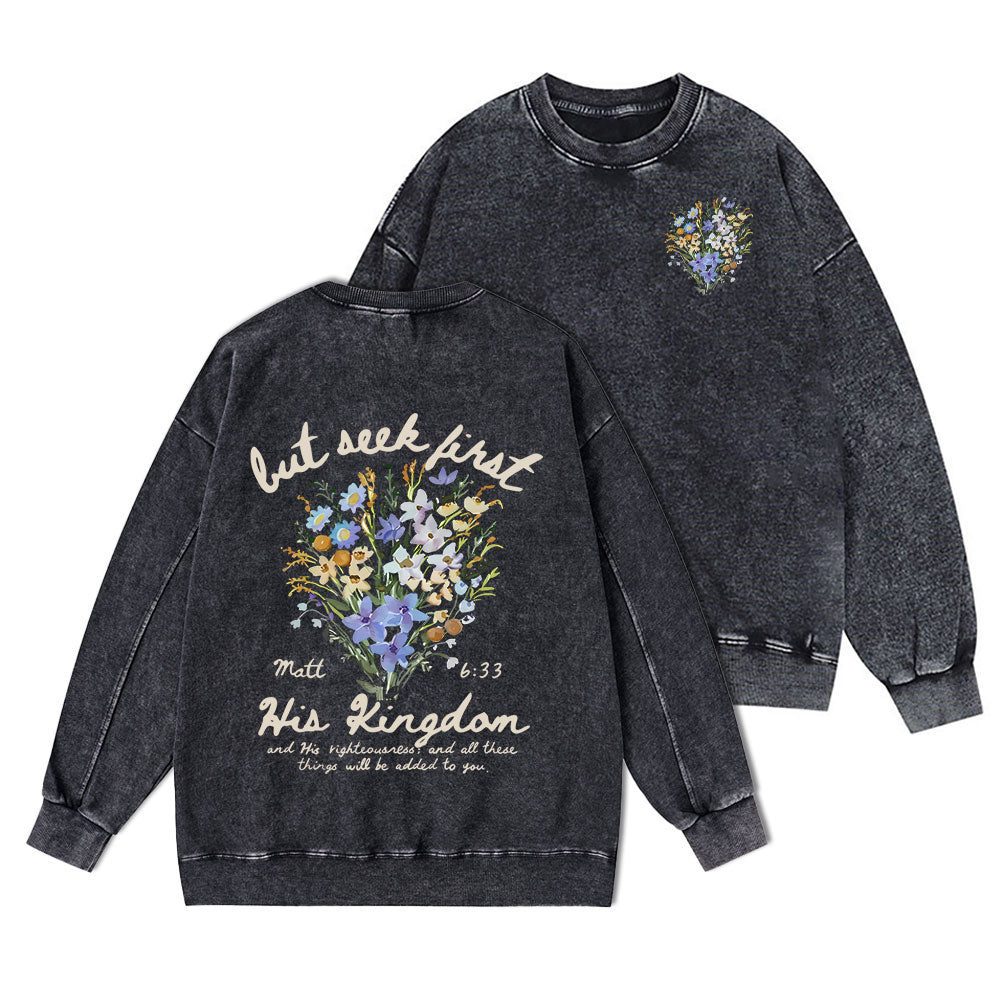 But Seek First Christian Washed Sweatshirt