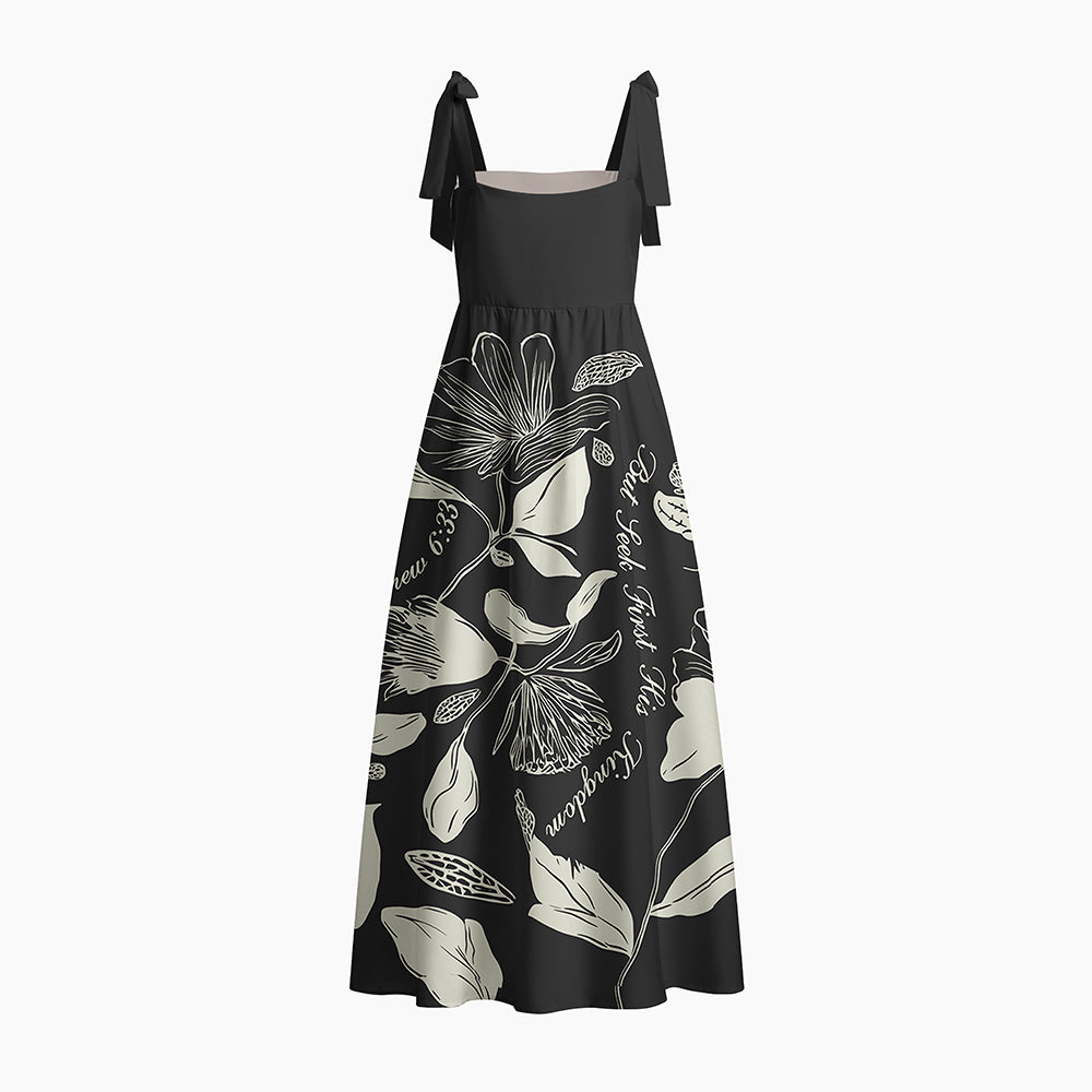 But Seek First His Kingdom Chrisitan Tie Shoulder Maxi Dress