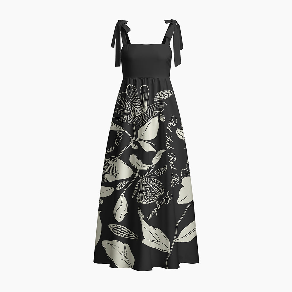 But Seek First His Kingdom Chrisitan Tie Shoulder Maxi Dress