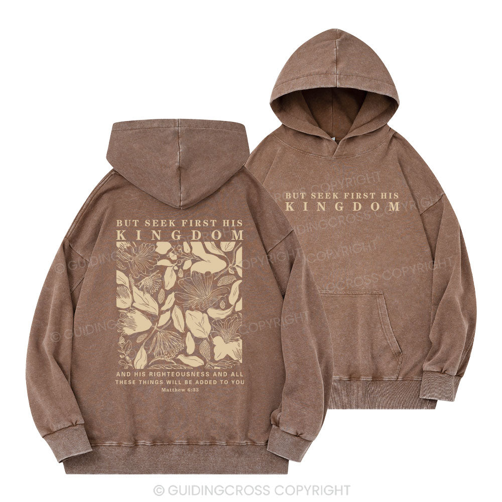 But Seek First His Kingdom Christian Washed Hoodie