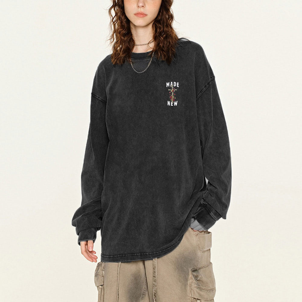 By His Wounds We Are Healed Washed Long Sleeve T-Shirt