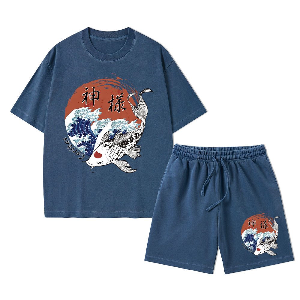 Caritas God Christian Washed T-Shirt & Shorts
