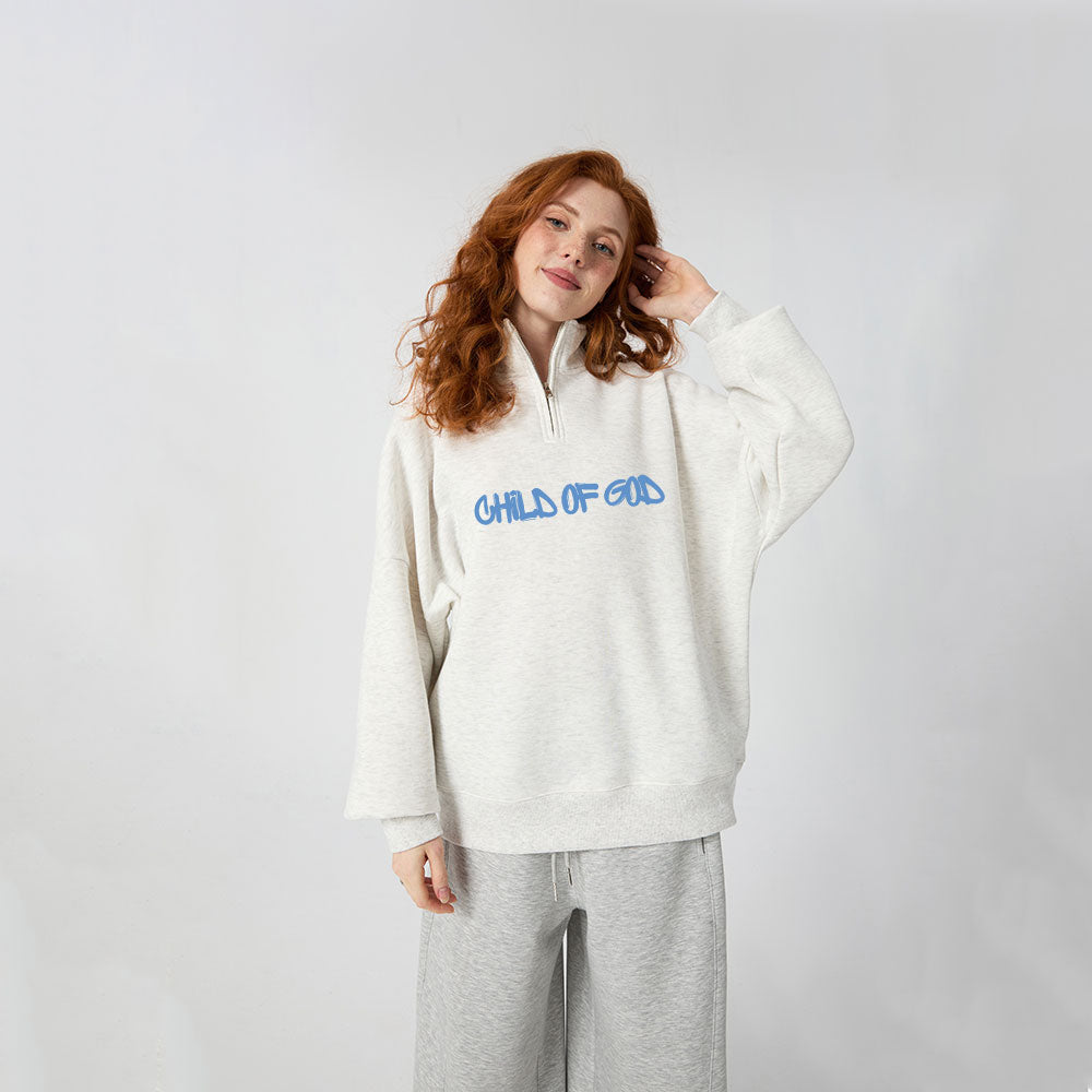 Child Of God Christian Half Zip Fleece Sweatshirt