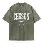 Chosen Christian Puff Printed Washed T-Shirt