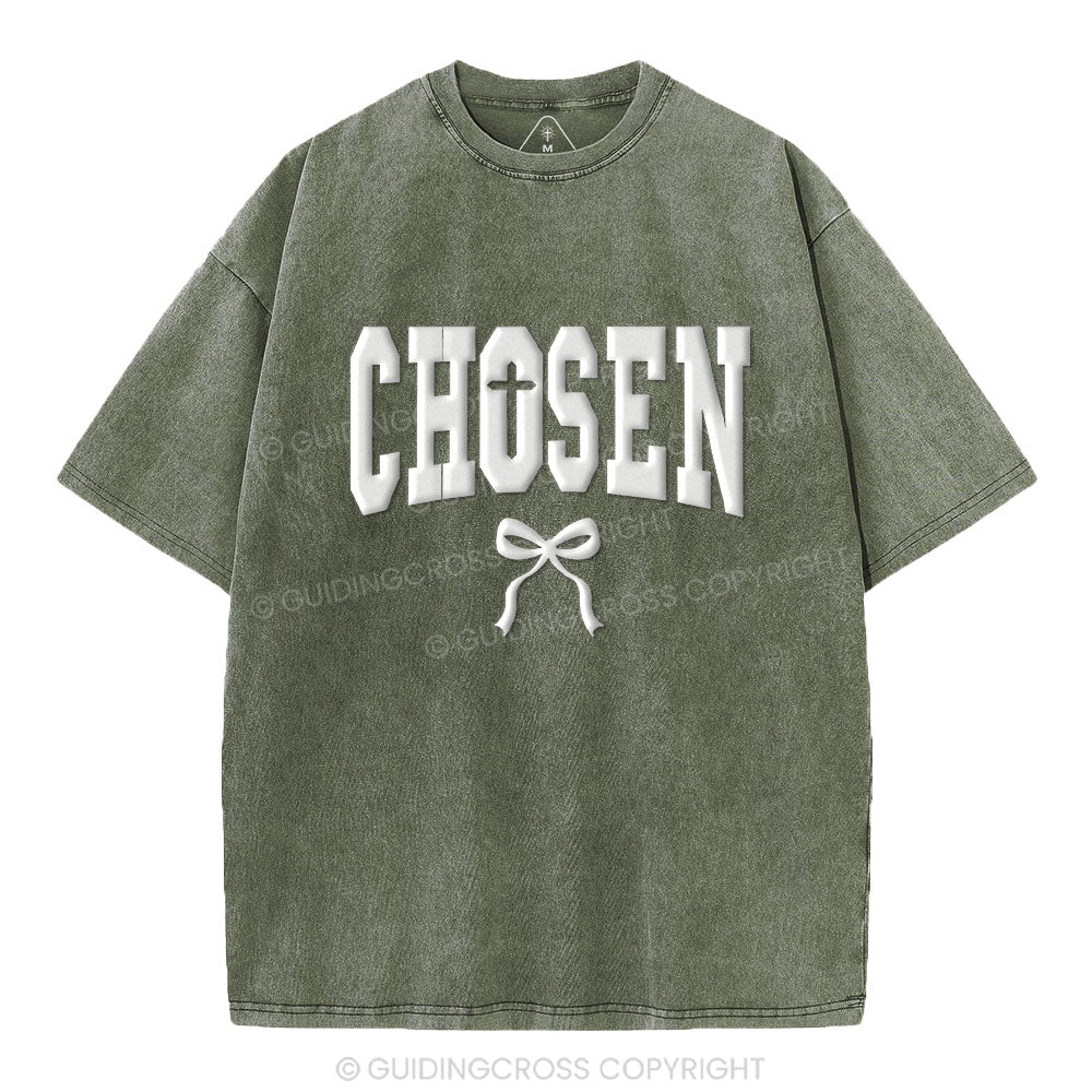 Chosen Christian Puff Printed Washed T-Shirt