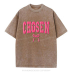 Chosen Christian Puff Printed Washed T-Shirt