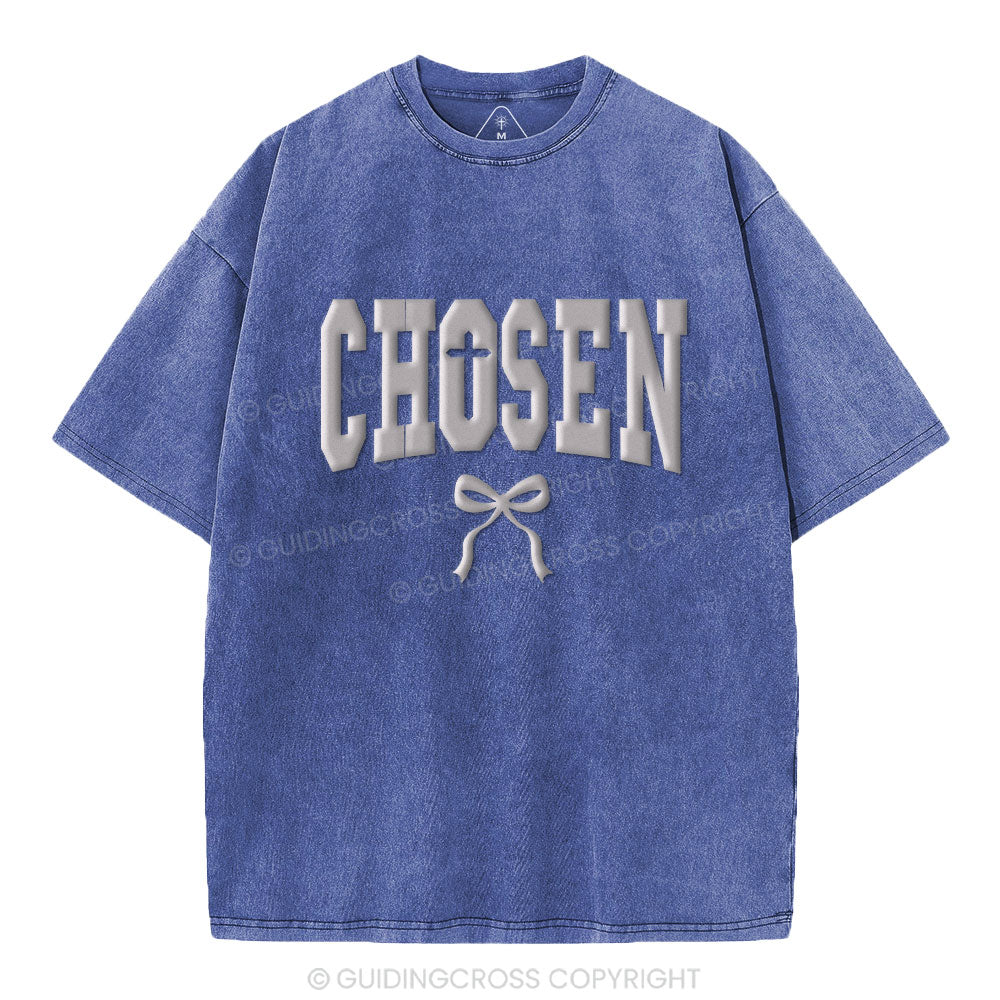 Chosen Christian Puff Printed Washed T-Shirt