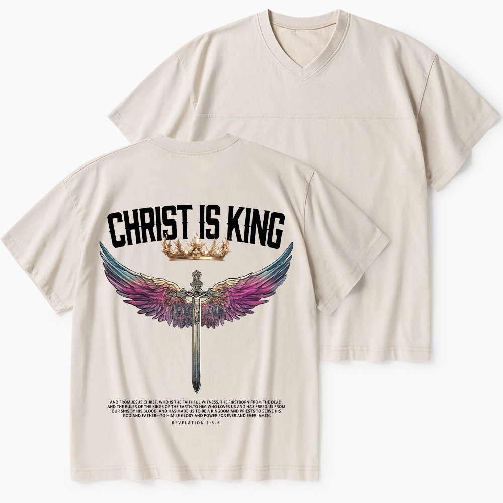 Christ Is King Christian Washed V-Neck T-Shirt