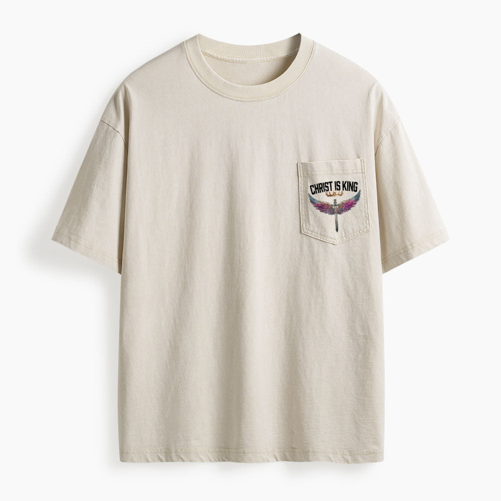 Christ Is King Washed Unisex Pocket T-Shirt