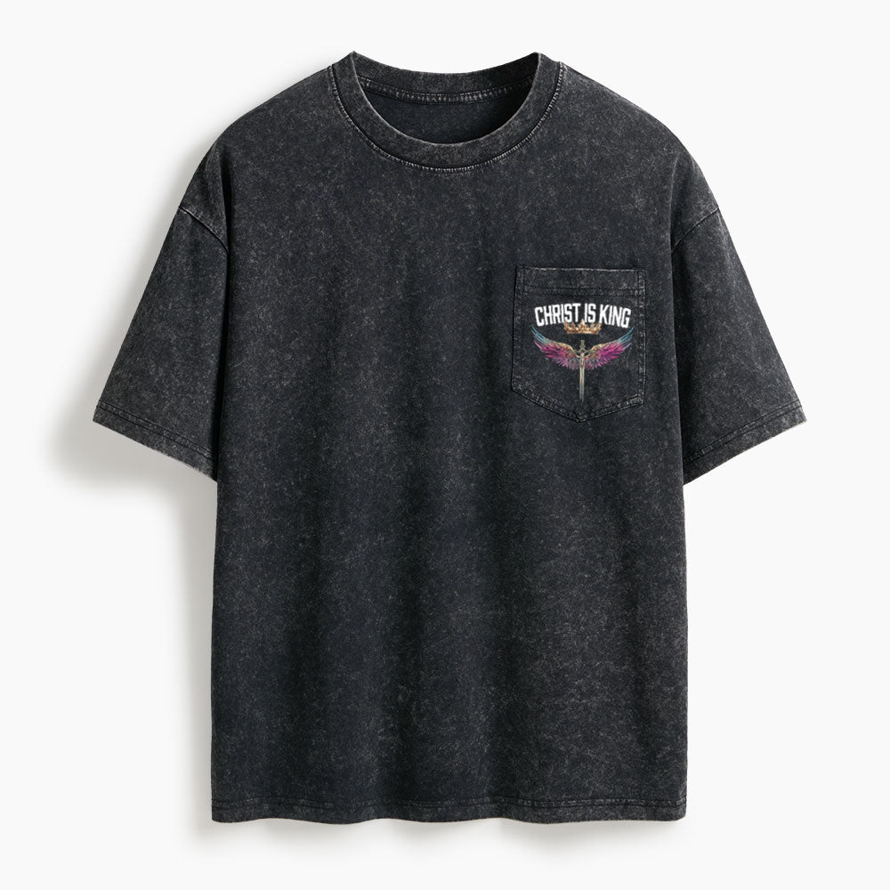 Christ Is King Washed Unisex Pocket T-Shirt