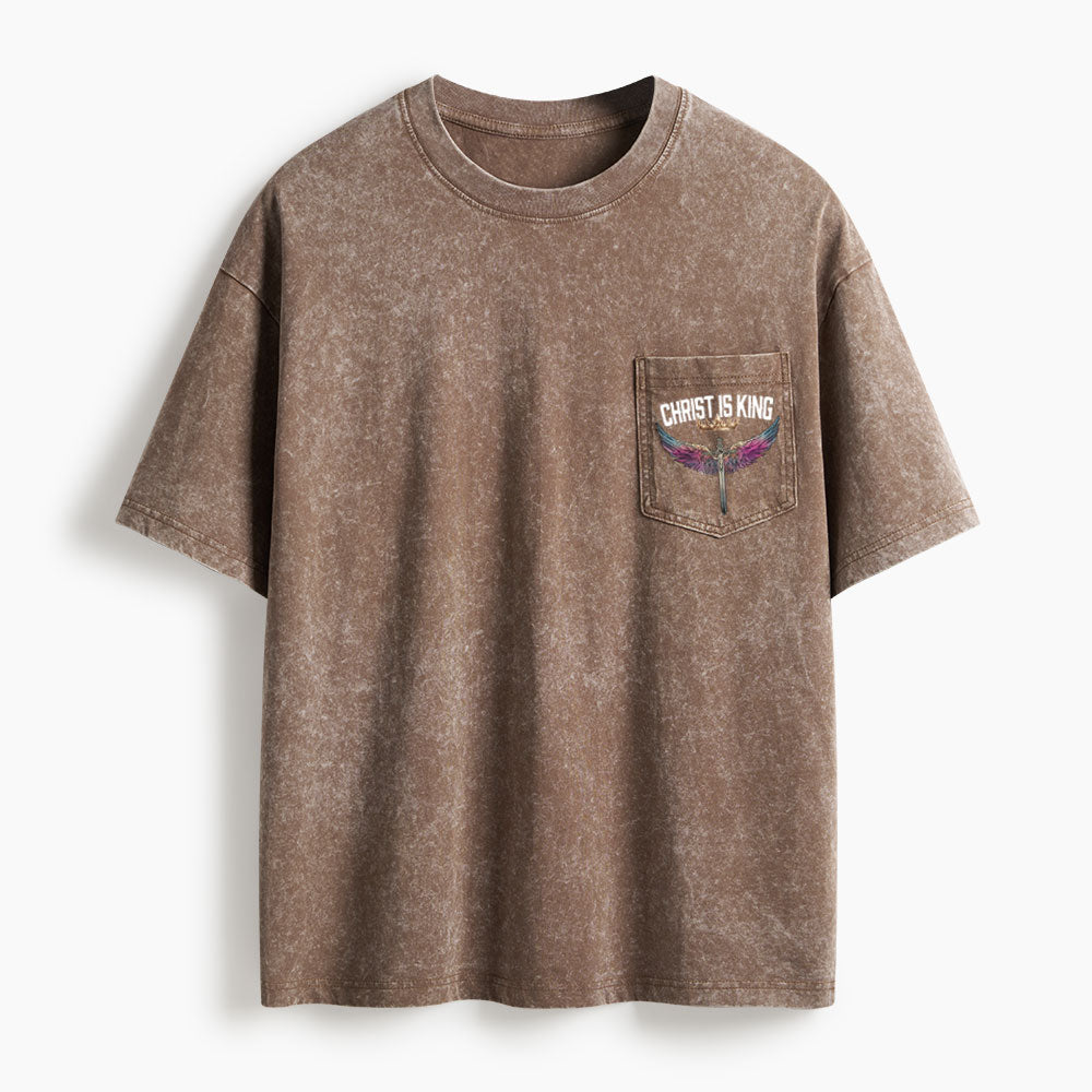 Christ Is King Washed Unisex Pocket T-Shirt