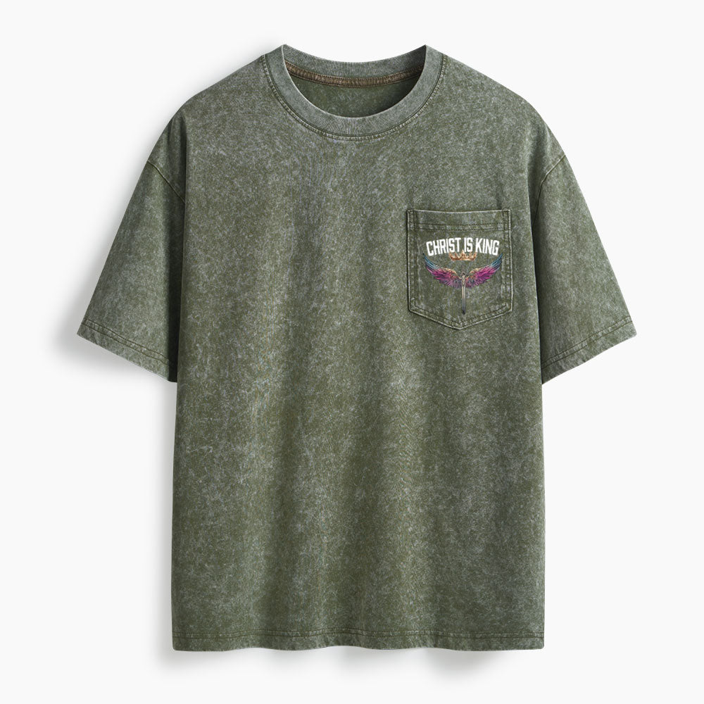Christ Is King Washed Unisex Pocket T-Shirt