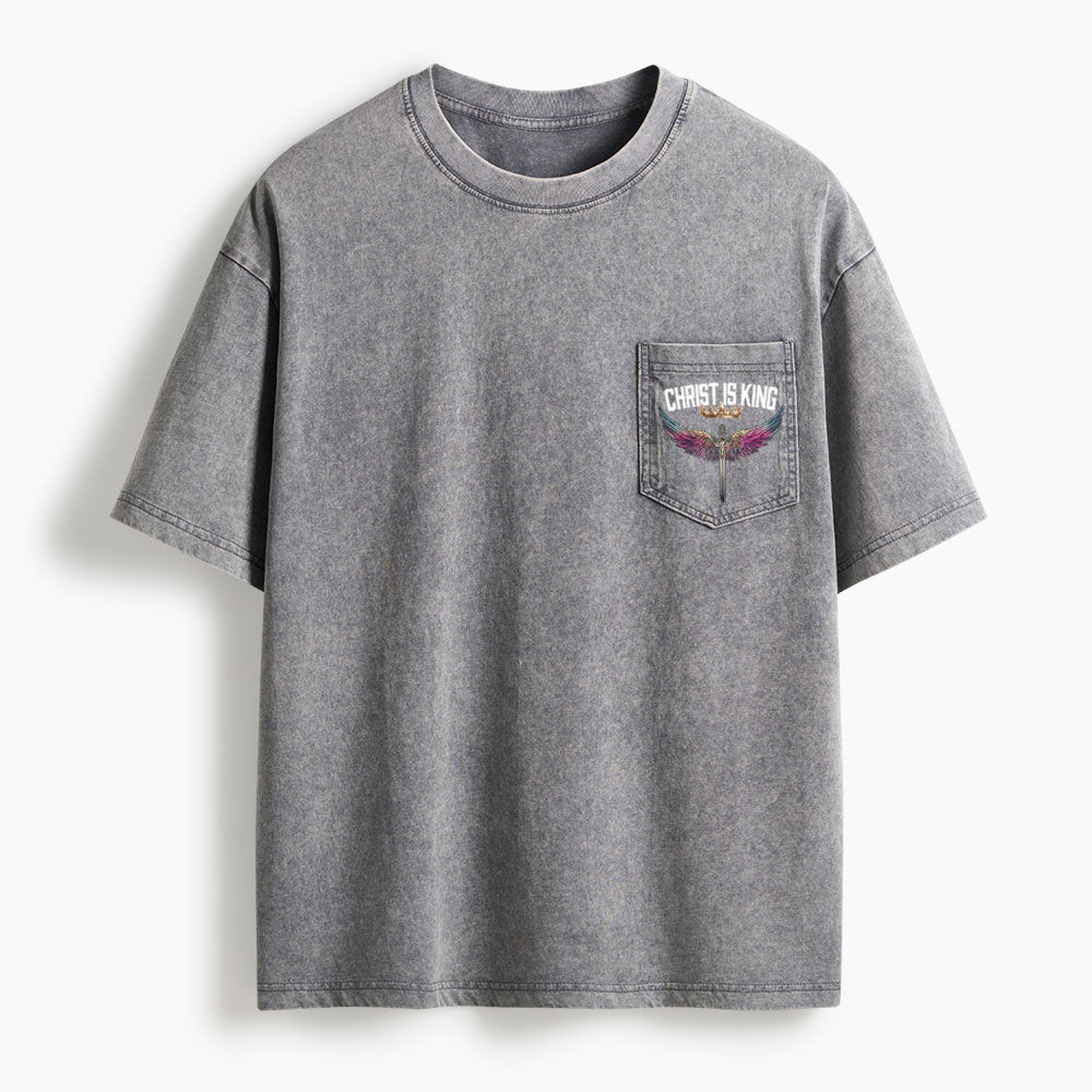Christ Is King Washed Unisex Pocket T-Shirt