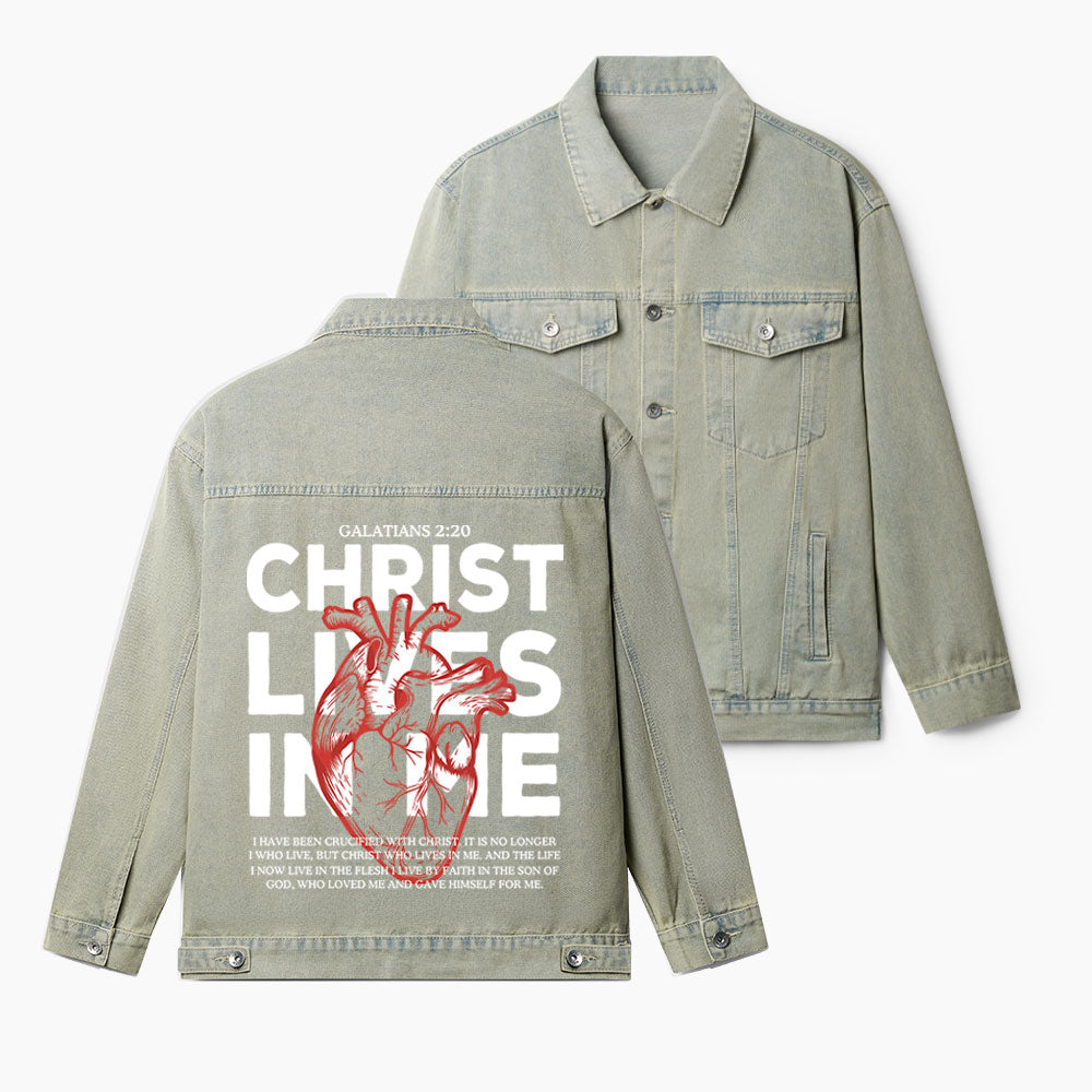 Christ Lives In Me Christian Denim Jacket