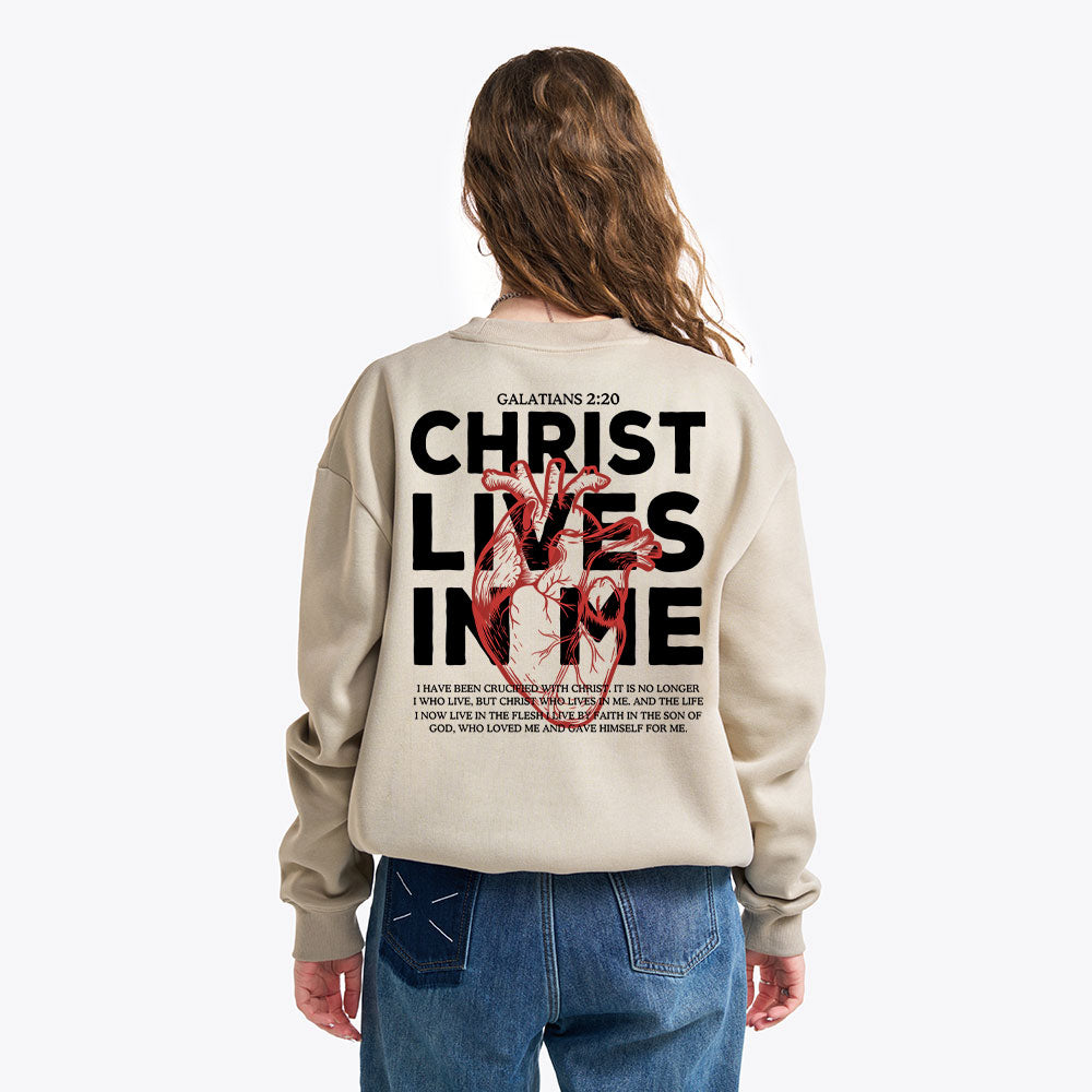 Christ Lives In Me Christian Fleece Sweatshirt