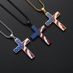 Colorblocked Flag Cross Christian Necklace