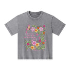 Consider How The Wildflowers Grow Christian Kid Washed T-Shirt