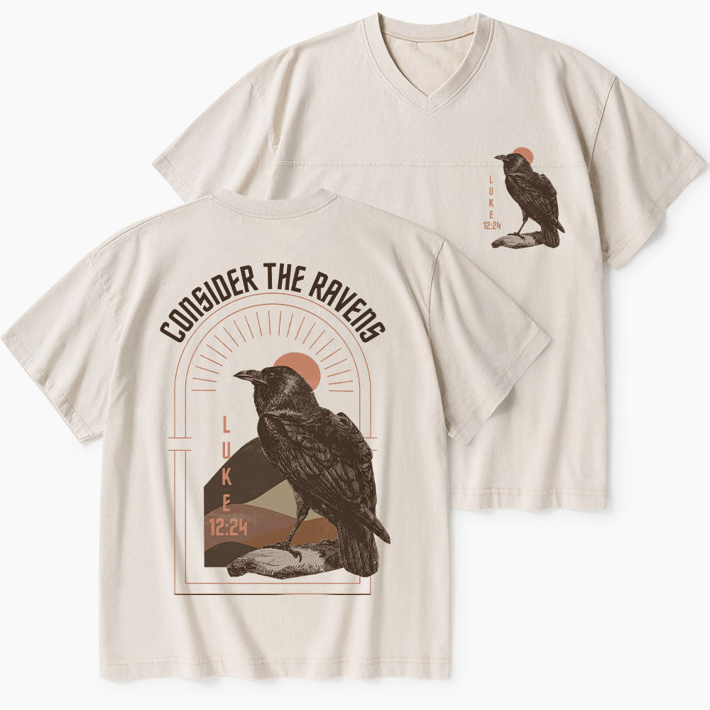Consider The Ravens Christian Washed V-Neck T-Shirt