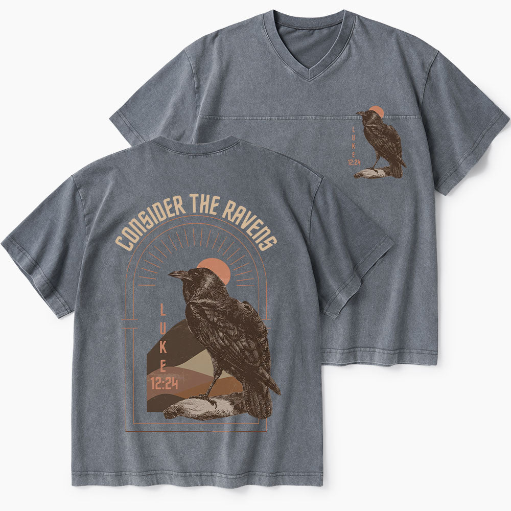 Consider The Ravens Christian Washed V-Neck T-Shirt
