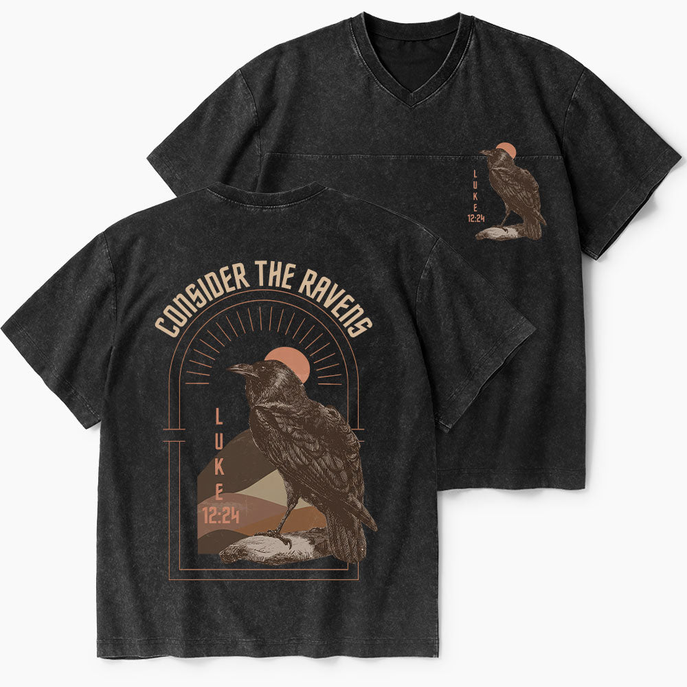 Consider The Ravens Christian Washed V-Neck T-Shirt