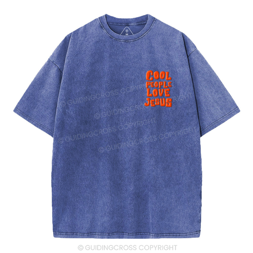Cool People  Love Jesus Christian Puff Printed Washed T-Shirt