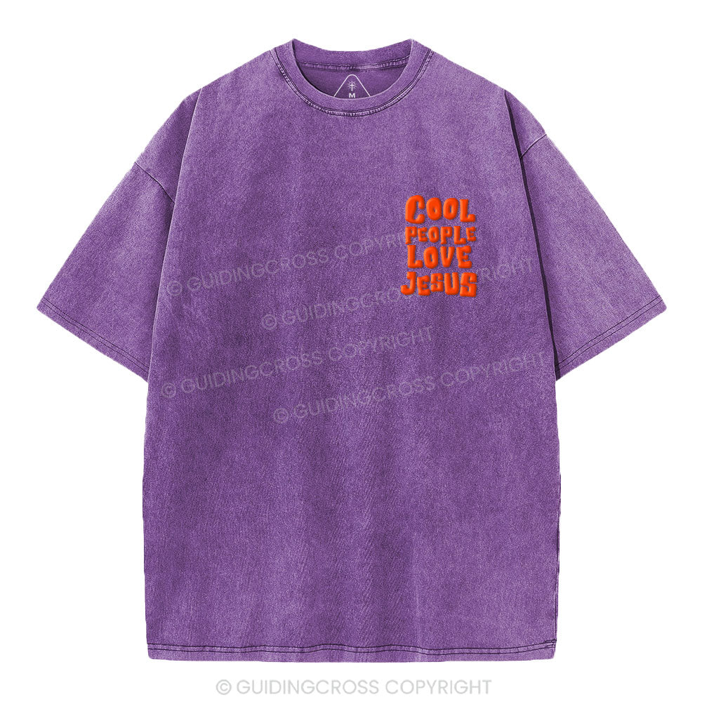 Cool People  Love Jesus Christian Puff Printed Washed T-Shirt