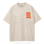 Cool People  Love Jesus Christian Puff Printed Washed T-Shirt