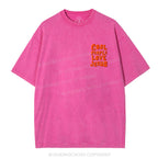 Cool People  Love Jesus Christian Puff Printed Washed T-Shirt