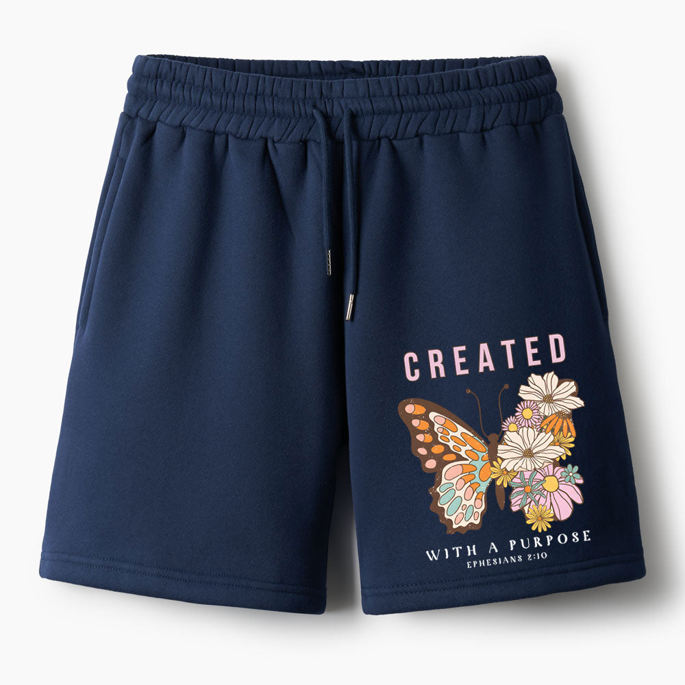 Created With Purpose Christian Fleece Shorts